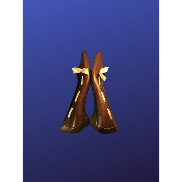 KENNETH COLE REACTION Pointed Toe Dress Flats W/Ribbon, Brown/Yellow, 11, NWOB - Picture 4 of 8